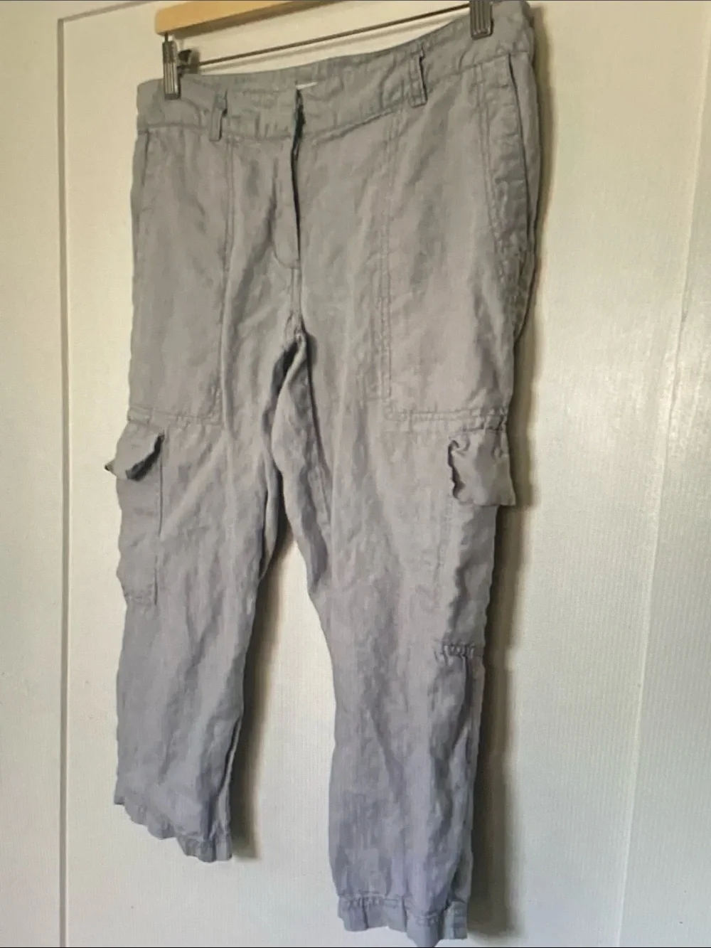 Eileen Fisher Light Gray Cropped Cargo Pants